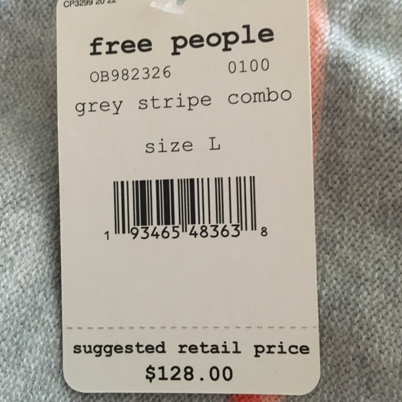 Free People Grey Stripe Sweater Medium - Picture 6 of 7